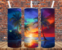 Beach Scene - Tumbler Wrap - Sublimation Transfers