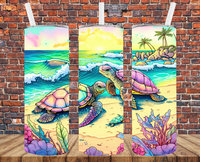 Pastel Sea Turtles - Tumbler Wrap - Sublimation Transfers