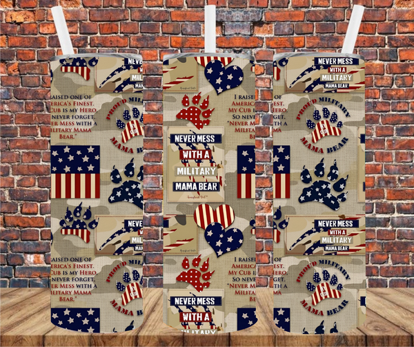 Military Mama Bear - Tumbler Wrap Sublimation Transfers