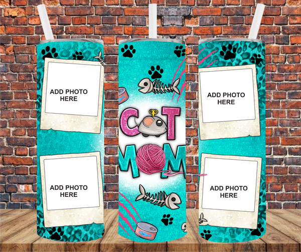 4 Image - Cat Mom  - Add Your Own Photos - Sublimation Tumbler Wrap