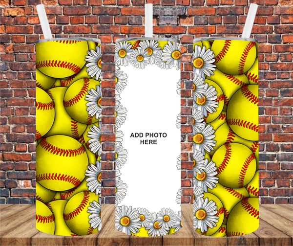 1 image Softball  - Add Your Own Photos - Sublimation Tumbler Wrap