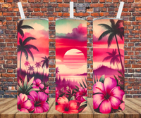 Pink Tropical Horizon - Tumbler Wrap - Sublimation Transfers