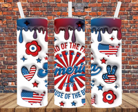 Patriotic America Drip - Tumbler Wrap - Sublimation Transfers