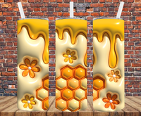 Dripping Honey and Honeycomb - Puff Inflated Effect - Tumbler Wrap - Sublimation Transfers