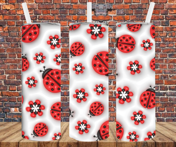 Puff Ladybugs - Tumbler Wrap - Sublimation Transfers