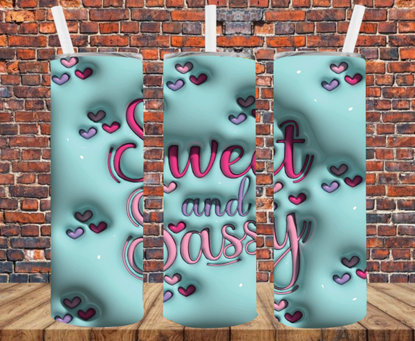 Sweet & Sassy - Puff Inflated Effect - Tumbler Wrap - Sublimation Transfers