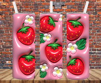 Strawberries - Puff Inflated Effect - Tumbler Wrap - Sublimation Transfers