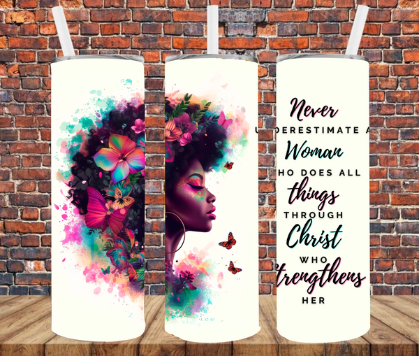 Never Underestimate A Woman... - Tumbler Wrap - Sublimation Transfers