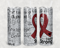 Burgundy Ribbon- 20 oz Tumbler Wrap - Waterslide, Sublimation Transfers