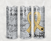 Gold Ribbon- 20 oz Tumbler Wrap - Waterslide, Sublimation Transfers