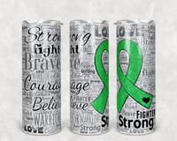 Green Ribbon- 20 oz Tumbler Wrap - Waterslide, Sublimation Transfers