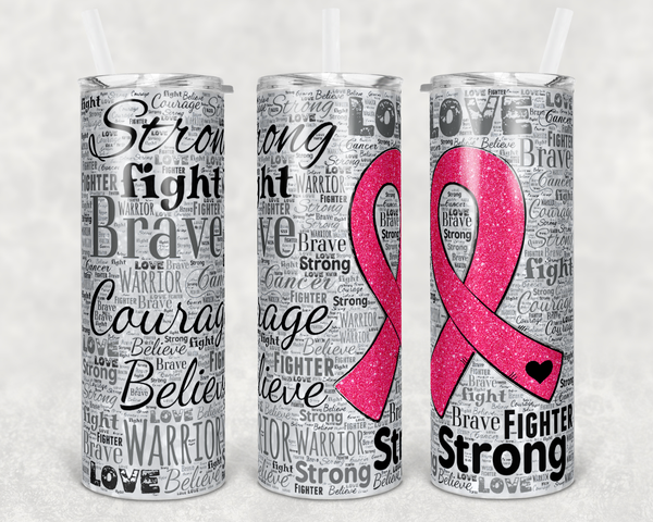 Hot Pink Ribbon- 20 oz Tumbler Wrap - Waterslide, Sublimation Transfers