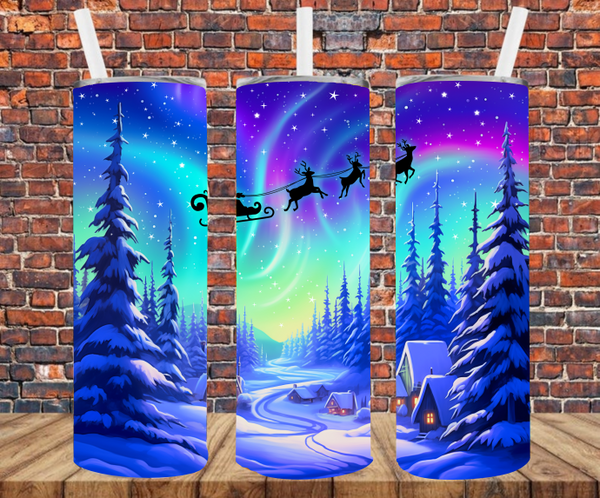 Santa Northern Lights - Tumbler Wrap - Sublimation Transfers