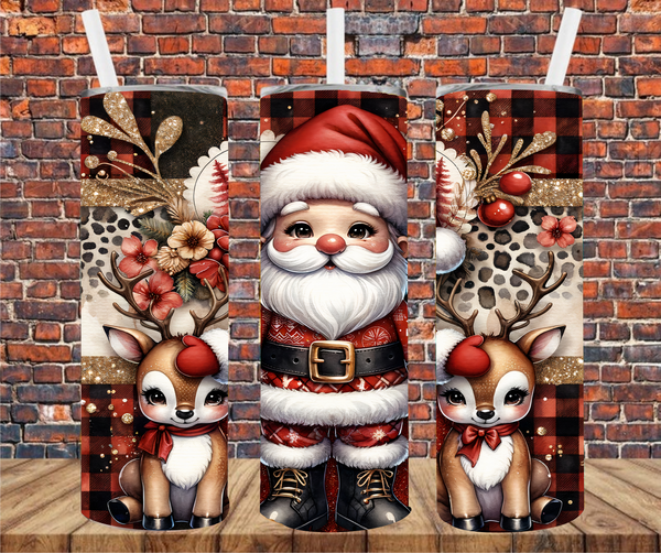 Santa & Reindeer - Tumbler Wrap - Sublimation Transfer