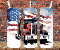 Patriotic Big Rig - Tumbler Wrap - Sublimation Transfers