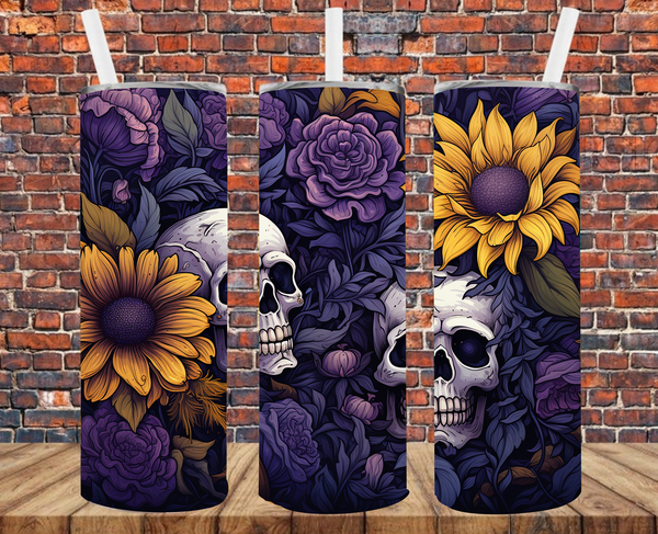 Floral Skulls - Tumbler Wrap - Sublimation Transfers