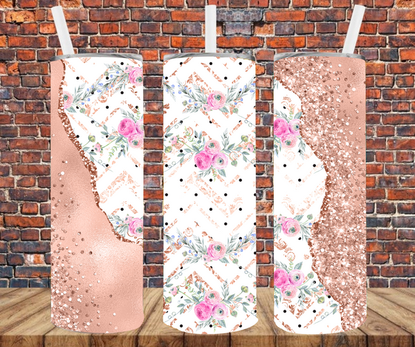 Floral Split Glitter - Tumbler Wrap - Sublimation Transfers