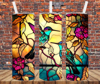 Stained Glass Humming Birds - Tumbler Wrap Sublimation Transfers