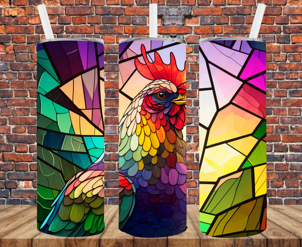 Stained Glass Rooster - Tumbler Wrap - Sublimation Transfers