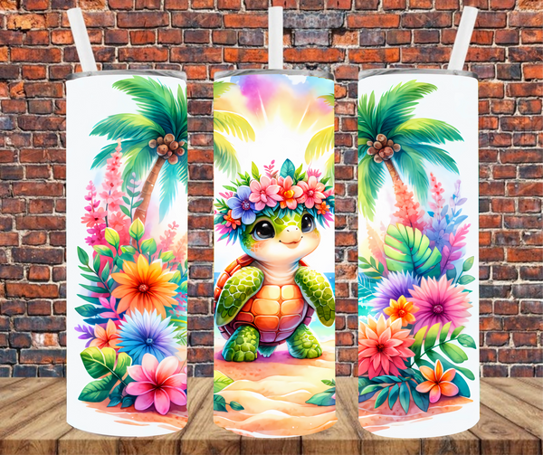 Beachy Turtle - Tumbler Wrap - Sublimation Transfers