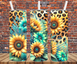 Sunflowers & Leopard - Tumbler Wrap - Sublimation Transfers
