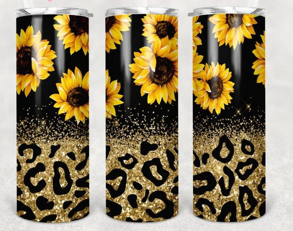 Sunflowers & Leopard - Tumbler Wrap Sublimation Transfers