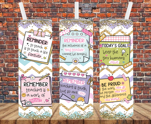 Positive Teacher Affirmations - Tumbler Wrap - Sublimation Transfers