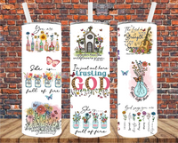 Out Here Trusting God Bible Quotes - Tumbler Wrap - Sublimation Transfers