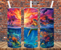 Sea Turtle Beach Scene - Tumbler Wrap - Sublimation Transfers