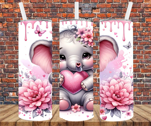 Valentine's Elephant - Tumbler Wrap - Sublimation Transfers