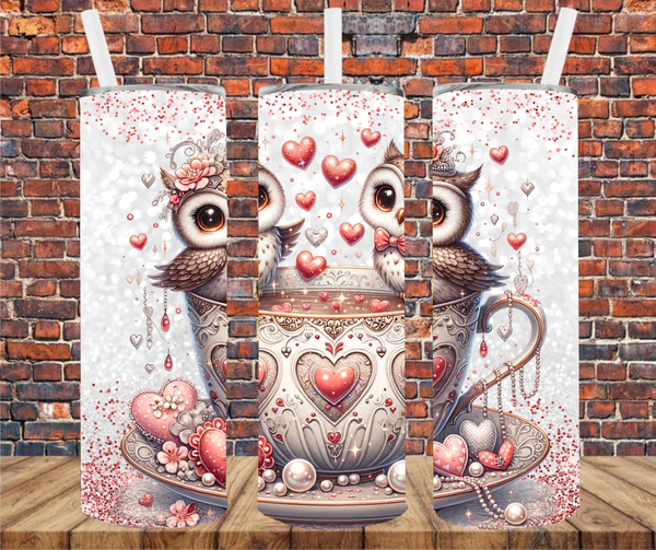 Valentine Owls - Tumbler Wrap - Sublimation Transfers