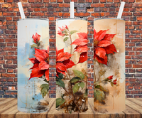 Vintage Poinsettas - Tumbler Wrap - Sublimation Transfers