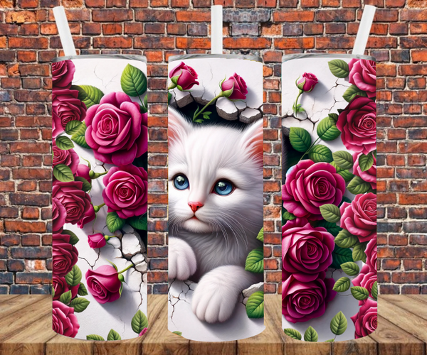 White Kitten - Tumbler Wrap - Sublimation Transfers