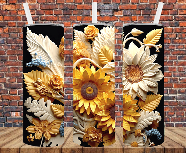 Yellow Flowers - Tumbler Wrap - Sublimation Transfers