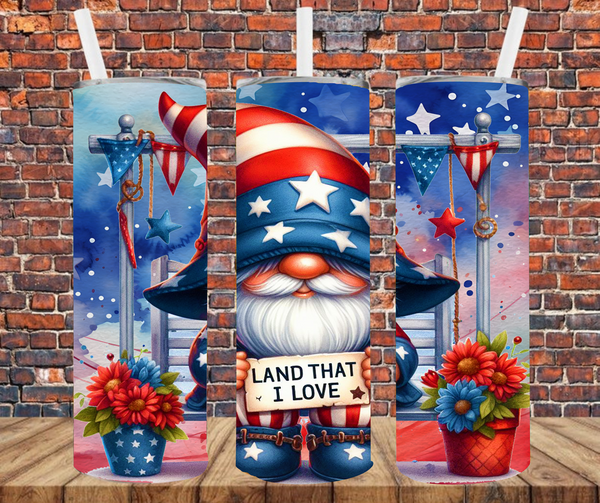 Land That I Love Gnome - Tumbler Wrap - Sublimation Transfers