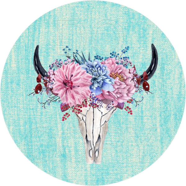 Boho Cow Skull - Round Template Transfers for Coasters