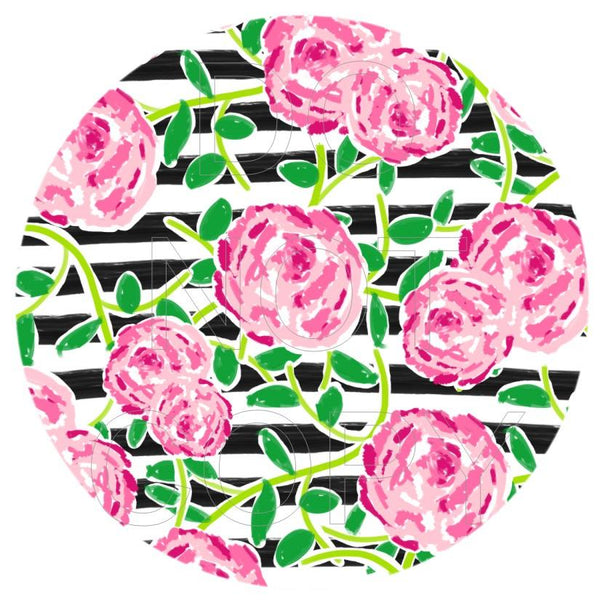 Floral Stripes - Round Template Transfers for Coasters