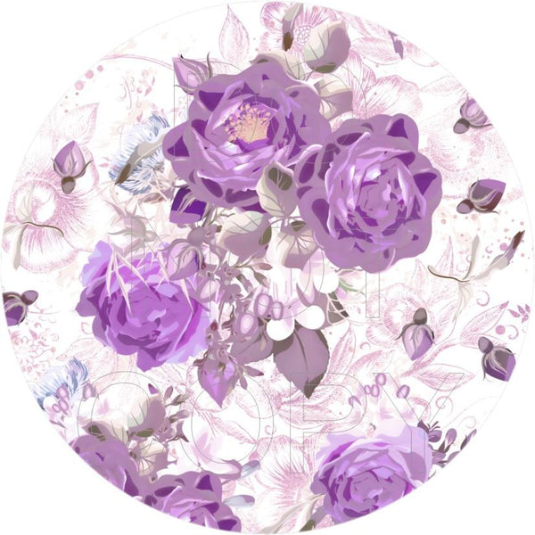 Purple Floral - Round Template Transfers for Coasters