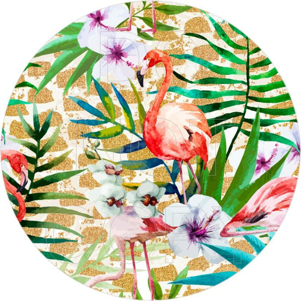 Beach Flamingo - Round Template Transfers for Coasters