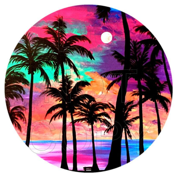 Tropical Palm Trees - Round Template Transfers for Coasters