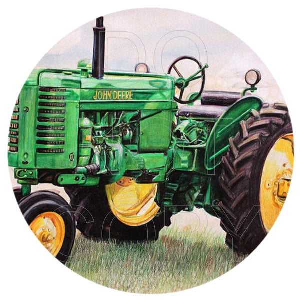 Farming John Deere Tractor - Round Template Transfers for Coasters