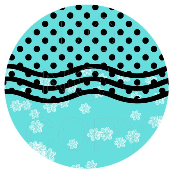 Teal with Dots - Round Template Transfers for Coasters