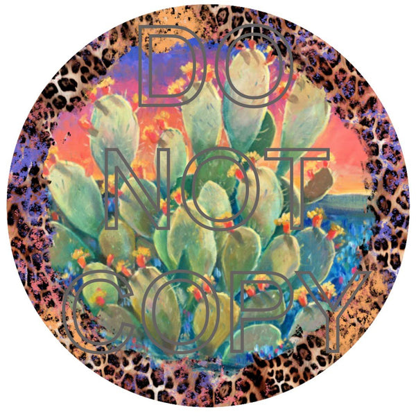 Leopard Cactus - Round Template Transfers for Coasters