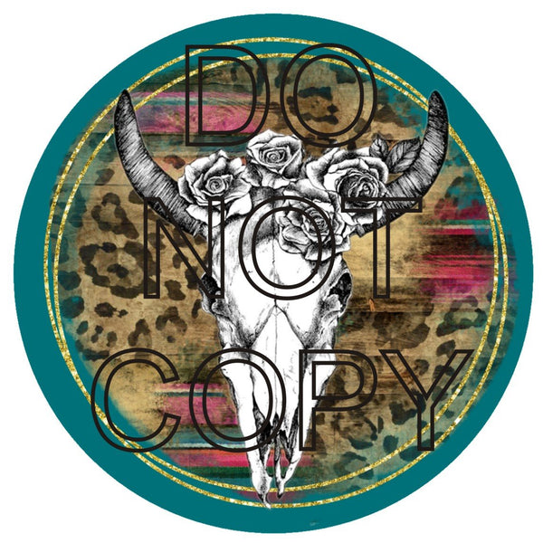 Cow Skull - Round Template Transfers for Coasters