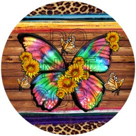 Hippie Vibe Butterfly - Round Template Transfers for Coasters