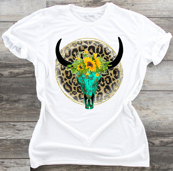 Turquoise Cow Skull - DTF Transfer