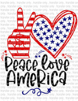 Peace Love America - Waterslide, Sublimation Transfers