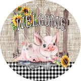 Welcome Country Pig - Round Sign Design - Sublimation