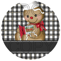 Gingerbread Boy Christmas - Round Sign Design - Sublimation