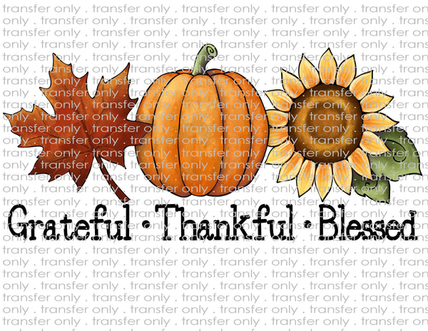 Grateful, Thankful, Blessed - Waterslide & Sublimation Transfers